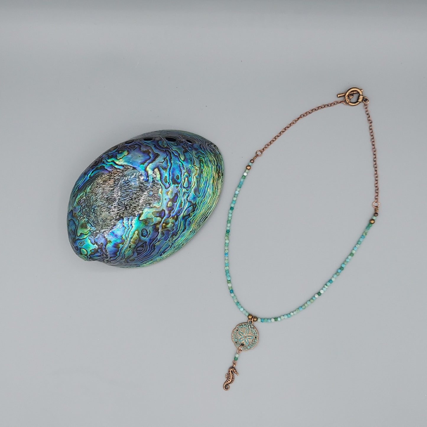 Verdigris Sand Dollar/Seahorse Necklace