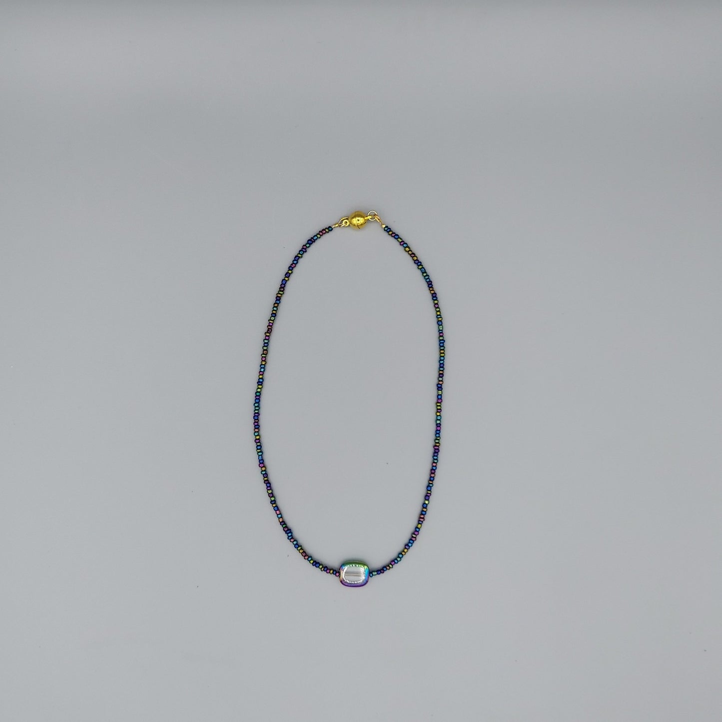 Glass Window Bead Choker-Iris Glass Beads