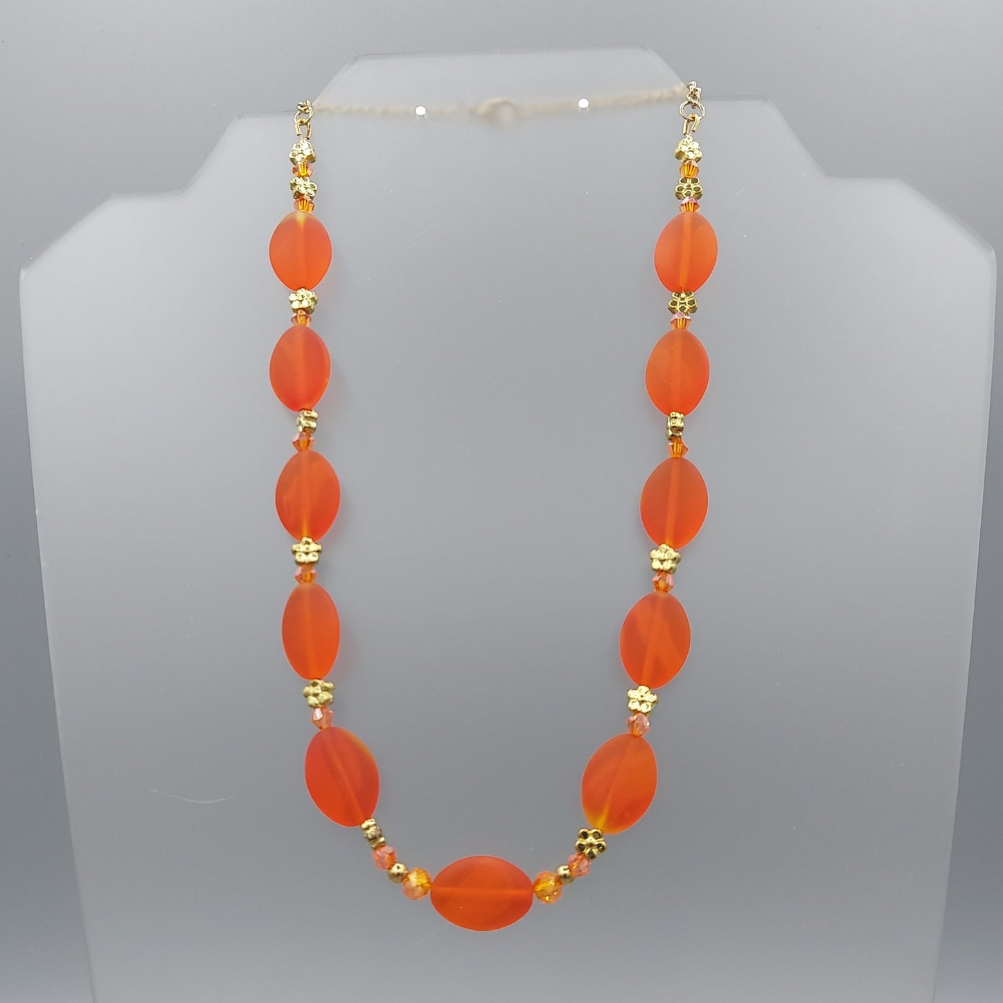 Frosted Orange Oval Necklace