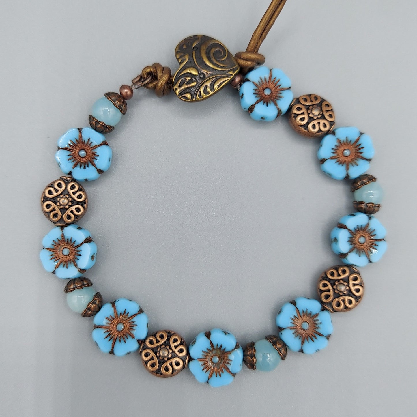 Blue Hibiscus/Copper Bracelet