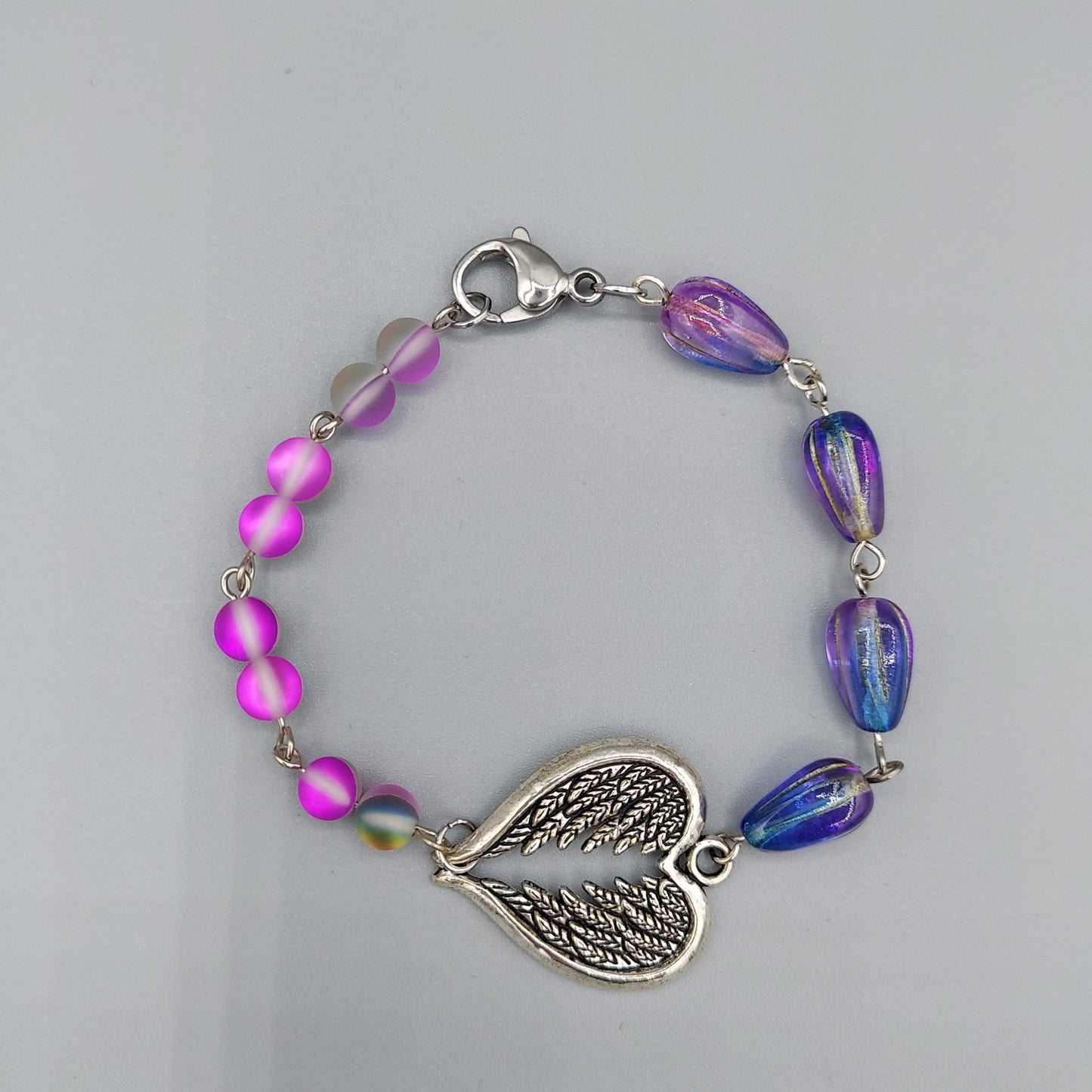 Purple/ Heart Charm Bracelet