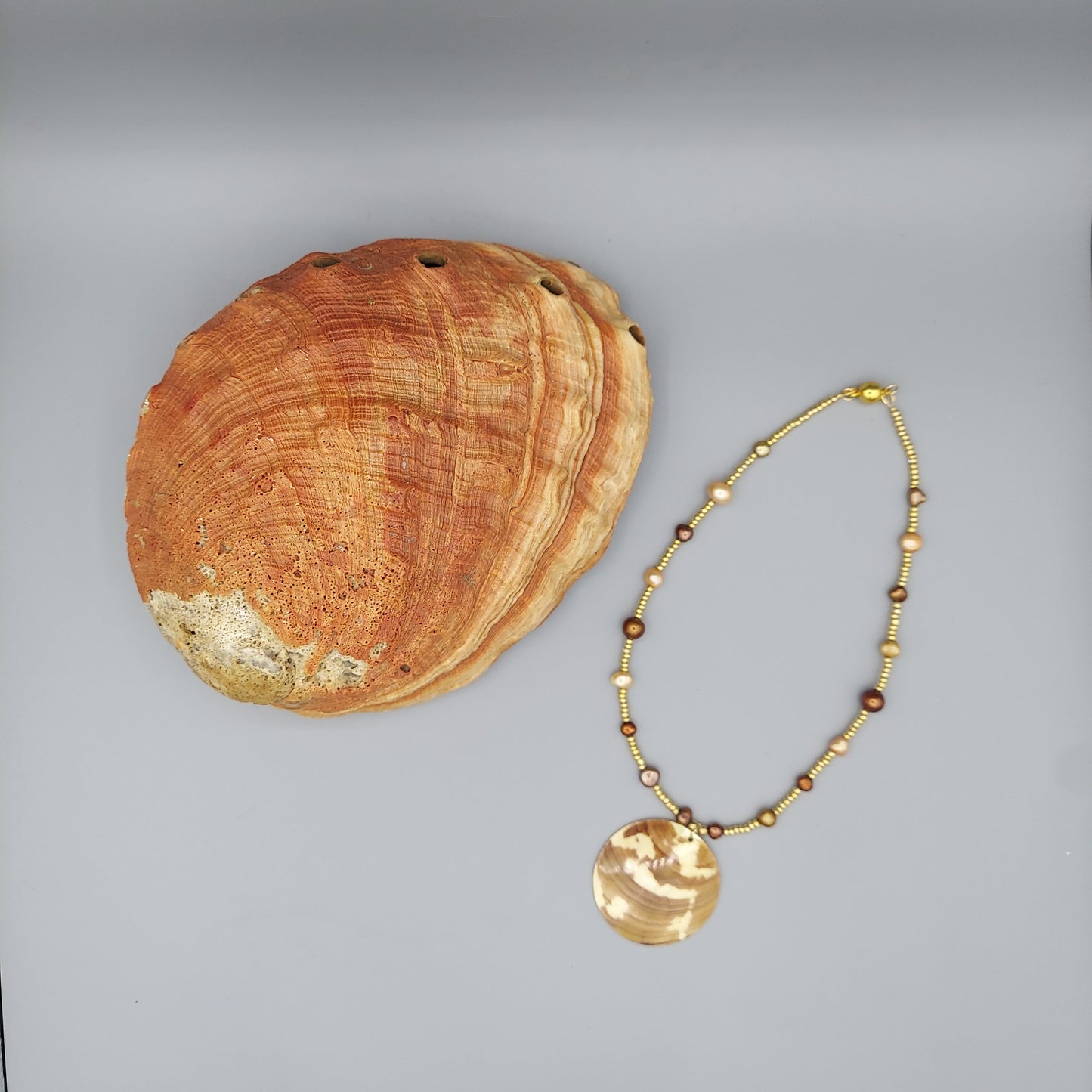 Brown Mother-Of-Pearl Pendant Necklace