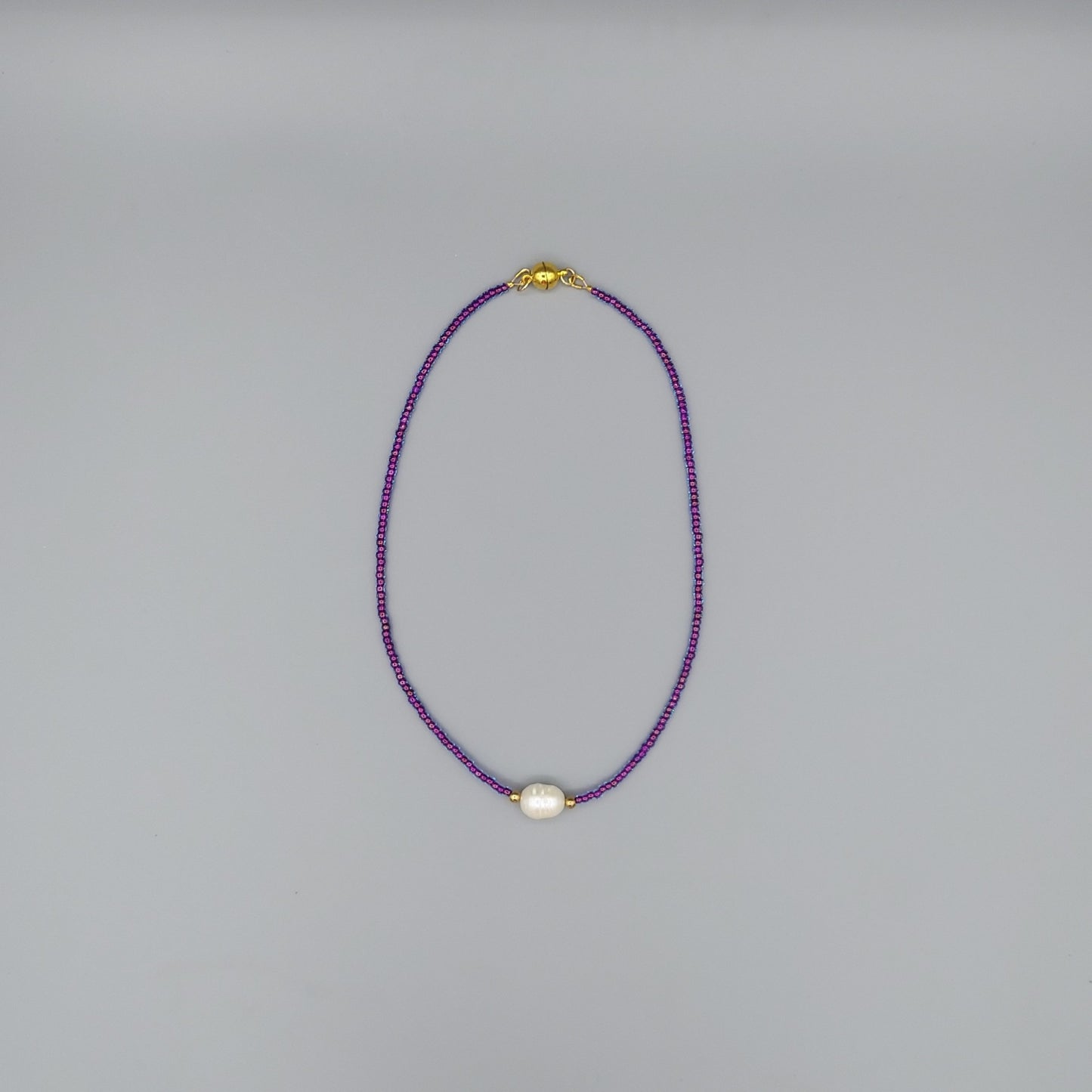 Single Pearl Choker-Purple AB