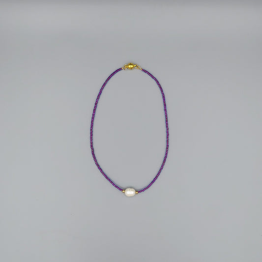 Single Pearl Choker-Purple AB