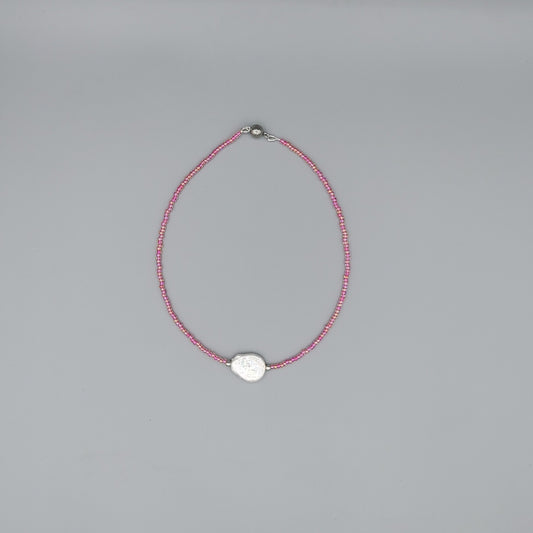 Single Flat Pearl Choker-Pink AB