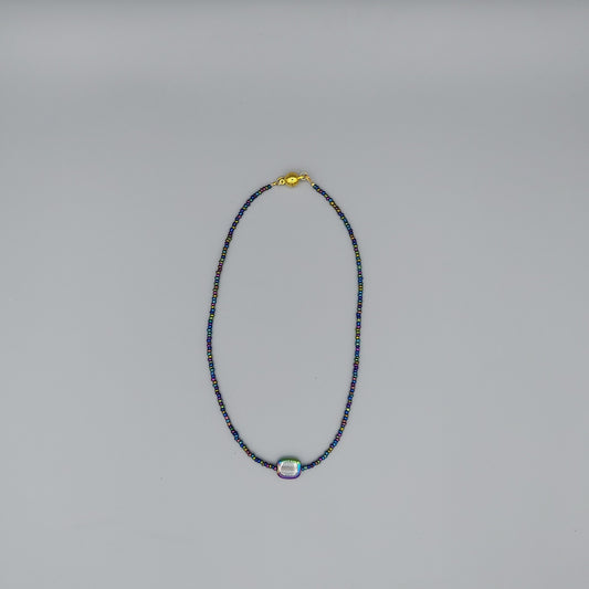 Glass Window Bead Choker-Iris Glass Beads