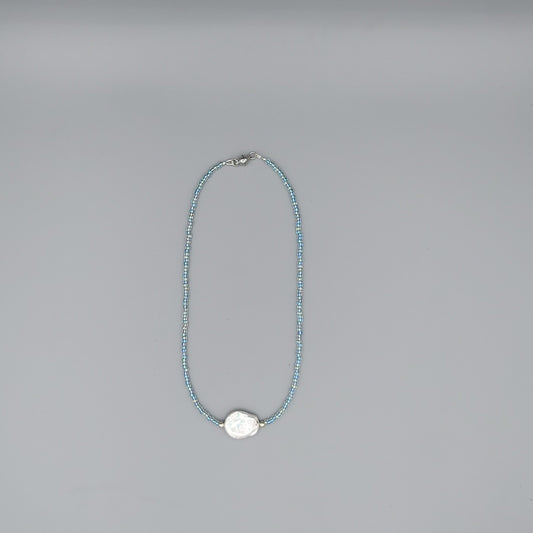 Single Flat Pearl Choker-Sea Green AB