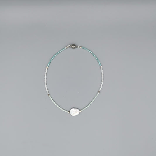 Single Flat Pearl Choker-Aqua Ombre