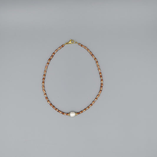 Single Pearl Choker-Gold/Copper