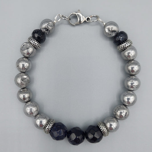 Men's Drusy and Goldstone Bracelet
