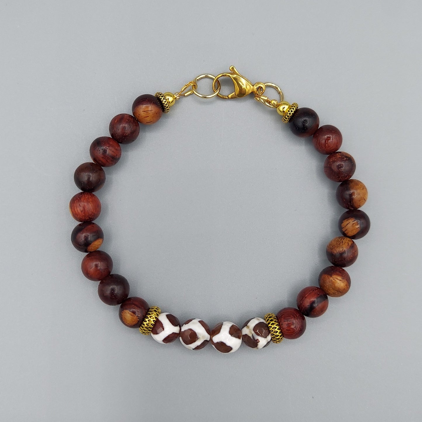 Men's Tibetan Agate Wood Bracelet