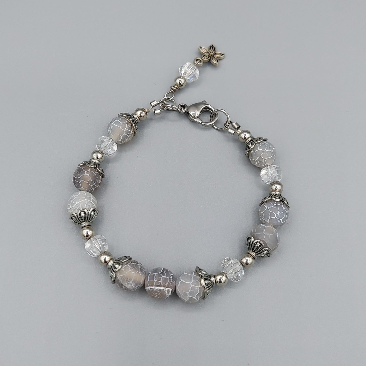 Gray Crackle Agate Bracelet