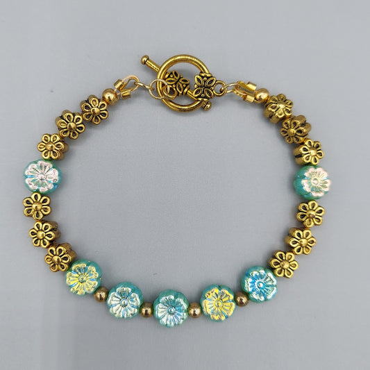 Hibiscus Bracelet Blue/Gold