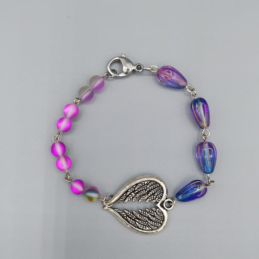 Purple/ Heart Charm Bracelet