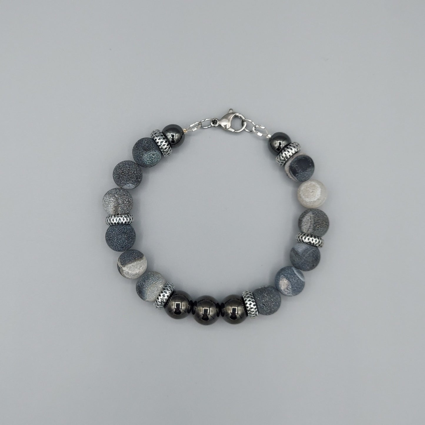 Men's Black Agate/Hematite Bracelet