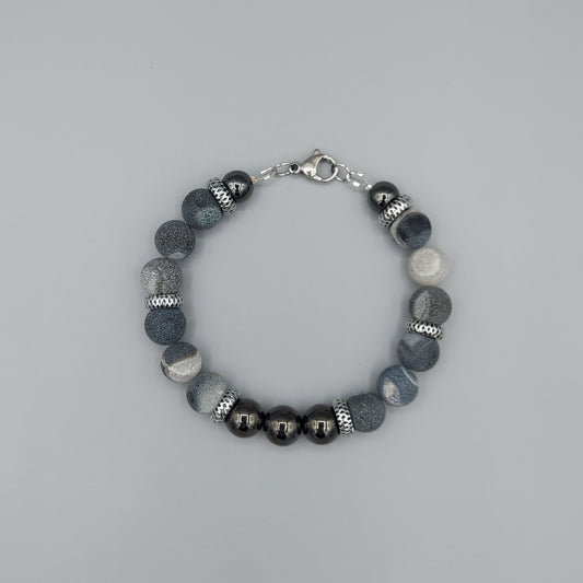 Men's Black Agate/Hematite Bracelet