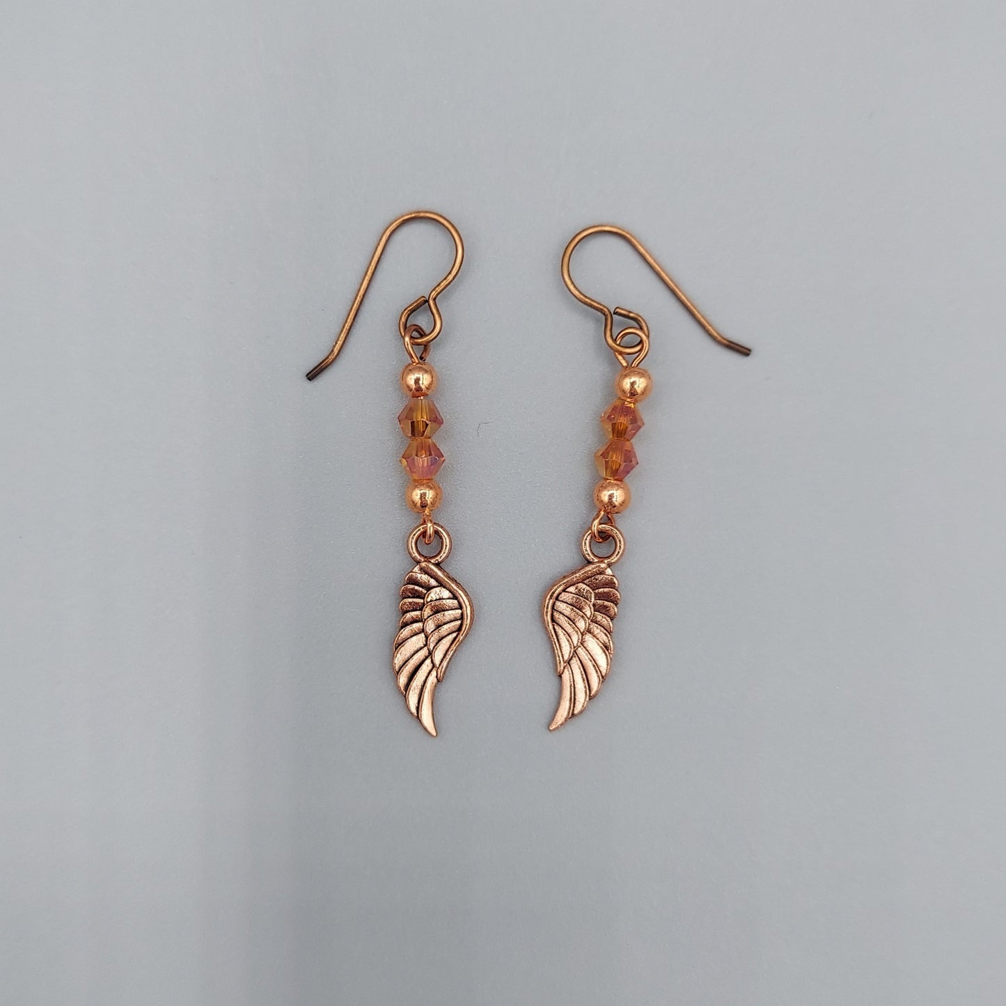 Copper Wing Earrings/Copper Crystals