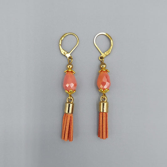 Peach Tassel Earrings